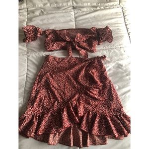 SHEIN tube top and ruffled skirt set